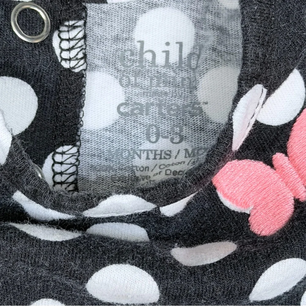 Carter's Black and White Polka Dot Dress with Pink Butterfly Accents